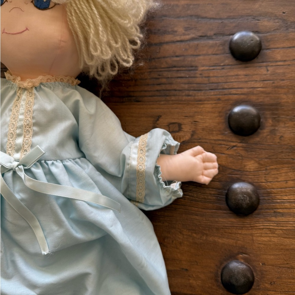 Handmade Doll with Blue Dress vintage - Picture 6 of 7